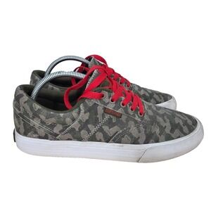 Supra Cobalt Sneakers Mens 9 Green Camo Canvas Low Top Skate SK8 Shoes 05663-362